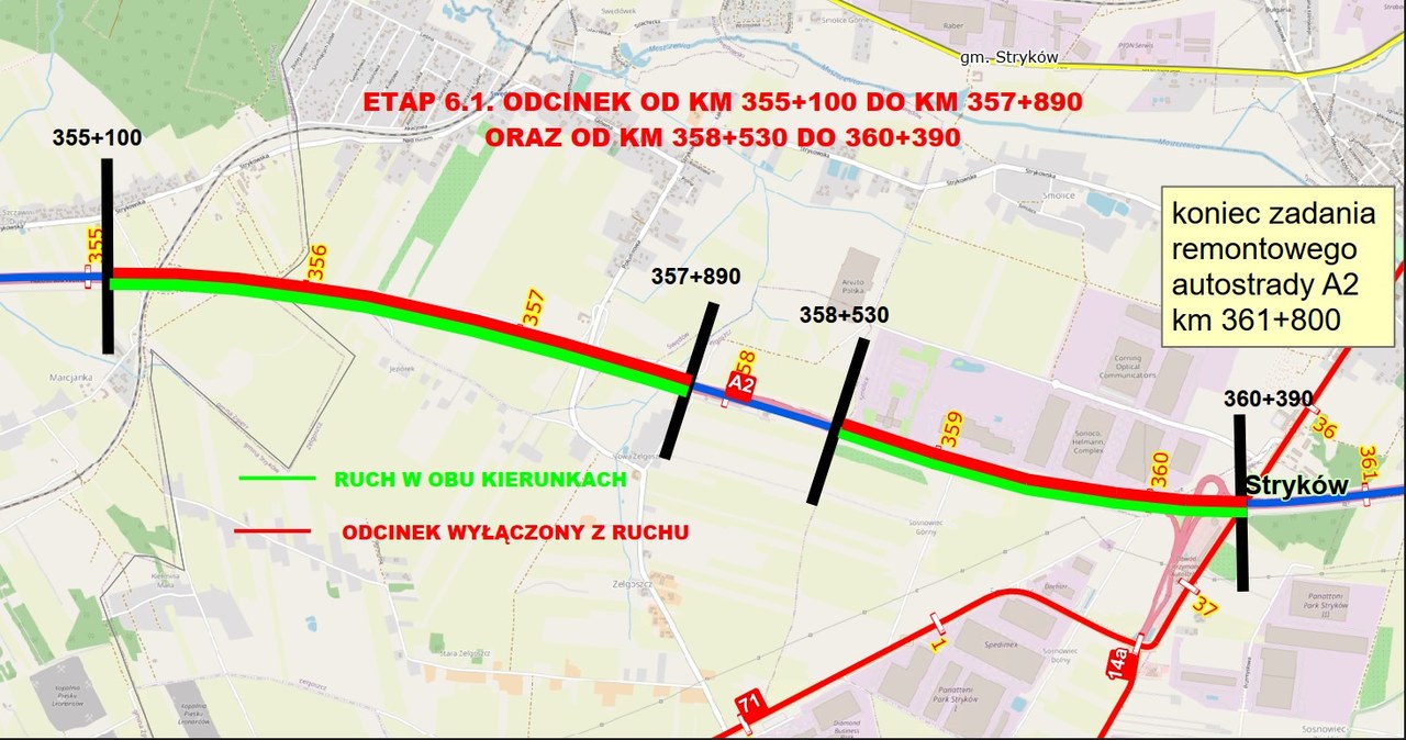 Roboty na A2 w okolicach Łodzi. Kierowców czekają utrudnienia