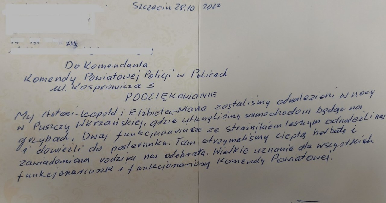 Zgubili się w lesie. Teraz podziękowali za pomoc