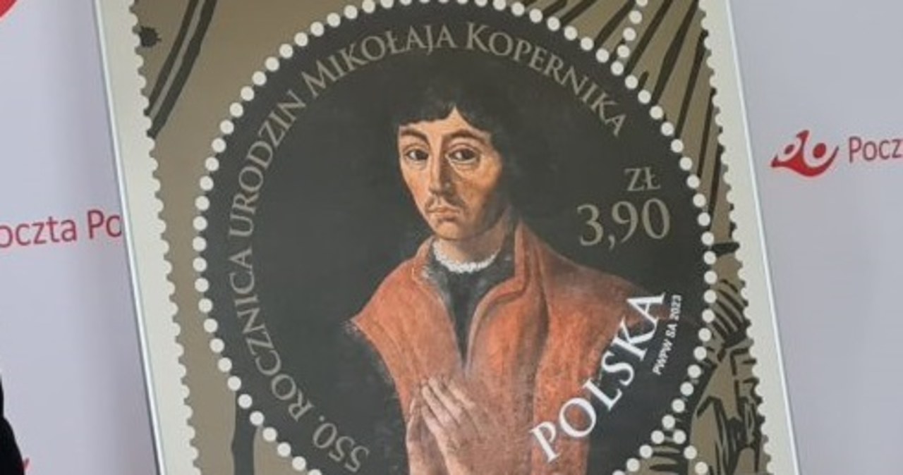Kopernik na znaczku pocztowym. Portret pochodzi z fromborskiej bazyliki