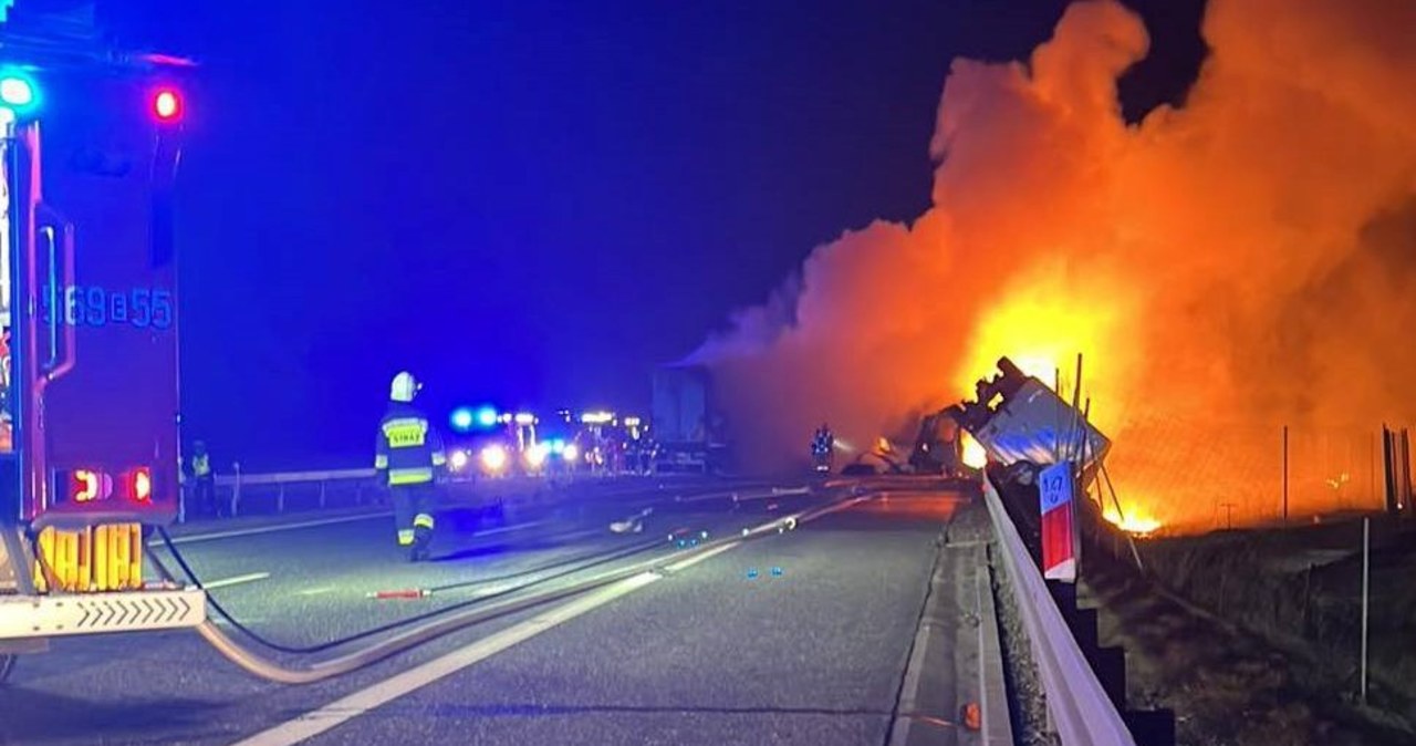 Koszmarny wypadek na S8 w Łódzkiem. Kierowca tira spłonął w kabinie