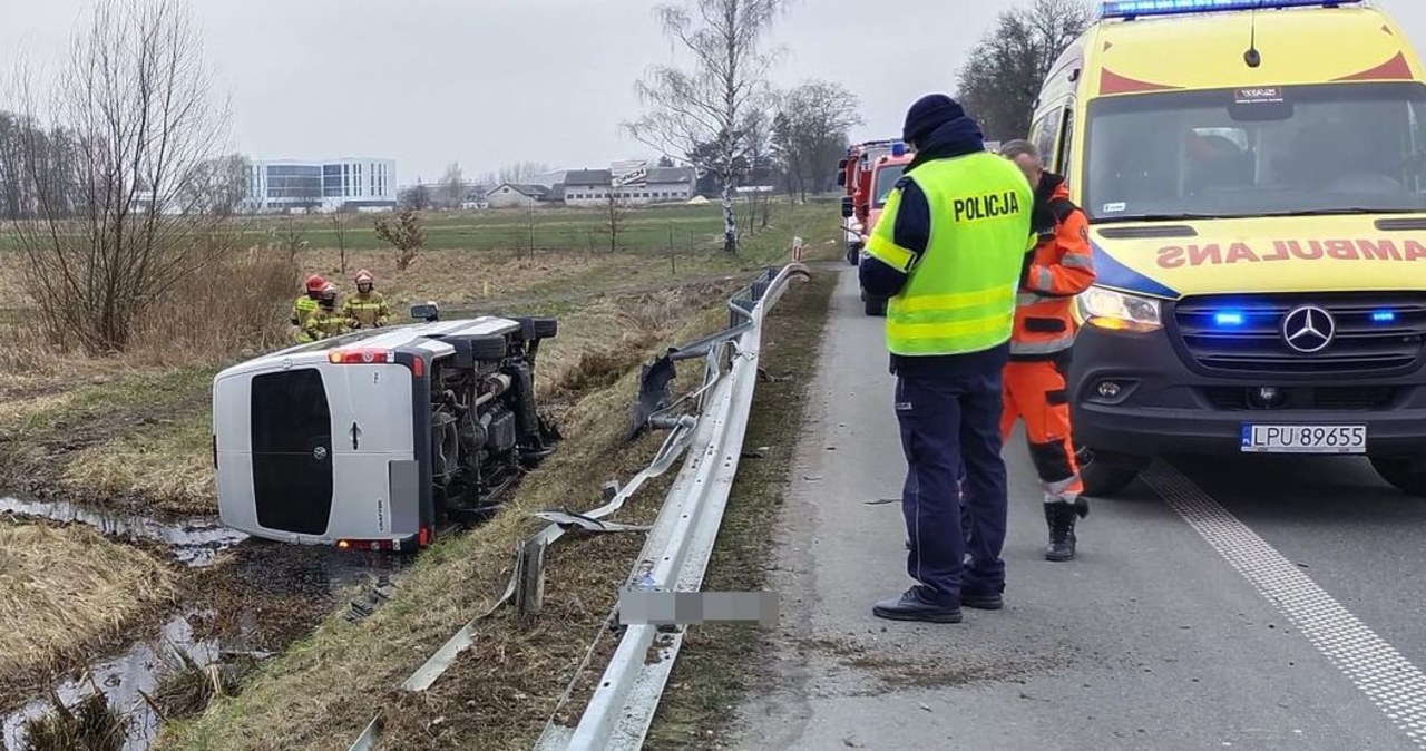 Wypadek w Rykach. Jedna osoba trafiła do szpitala