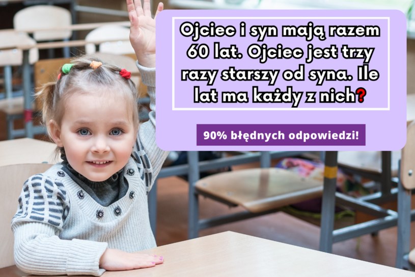 Ile lat ma ojciec i syn? Rozwiążesz zagadkę matematyczną? Tylko 10% zna poprawną odpowiedź