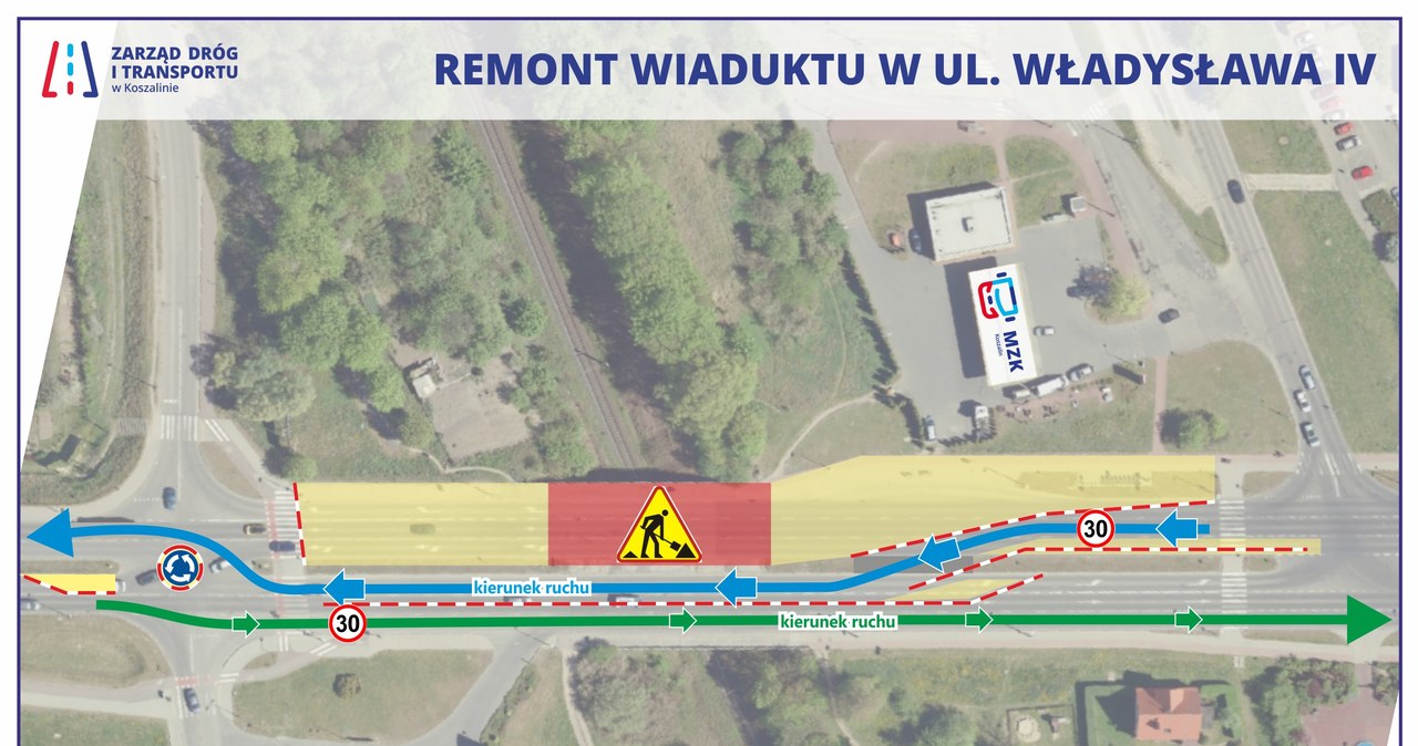 Koszalin: Zmiany dla kierowców w związku z przebudową zawalonego wiaduktu