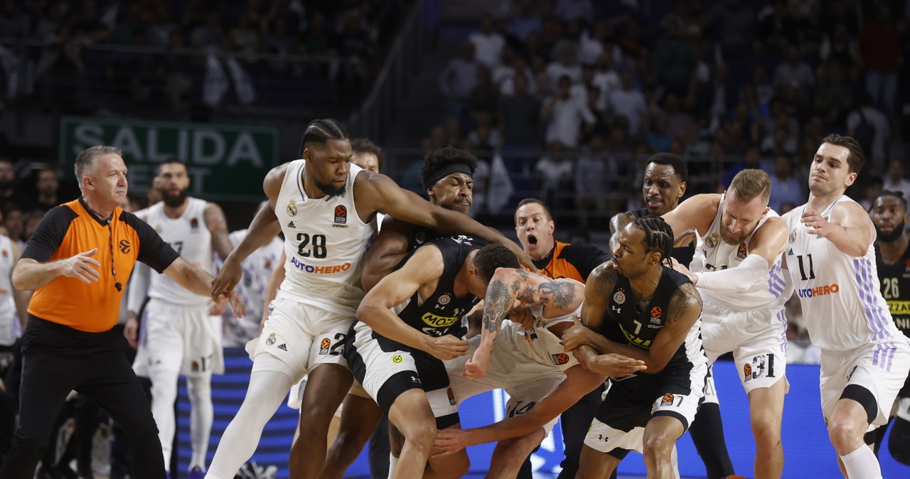Mecz koszykarzy Realu z Partizanem zakończony bijatyką na parkiecie