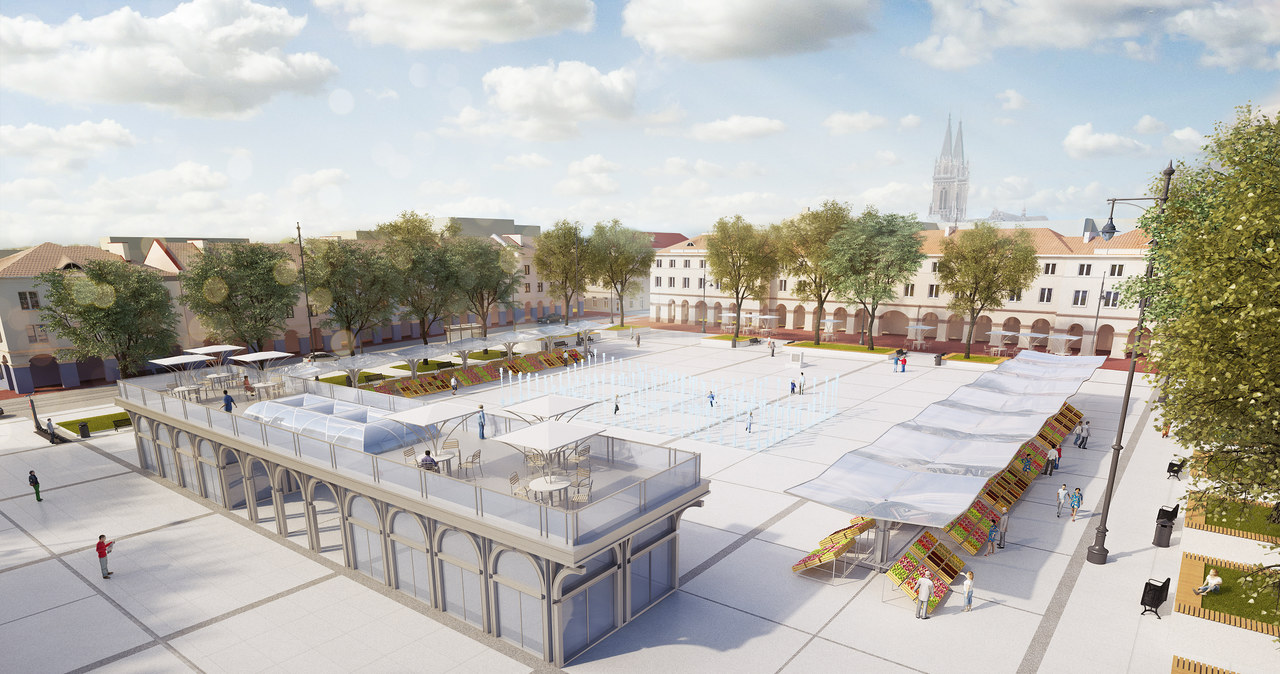 Łódzki Stary Rynek wypełniony zielenią