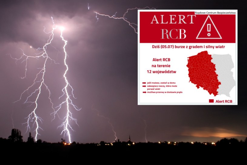 Nad Polskę nadciągają burze z gradem. Alert RCB dla 12 województw