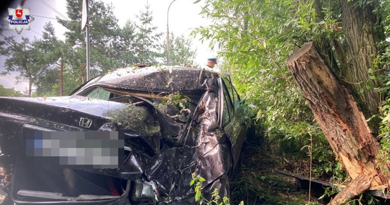 ​Honda rozbita na drzewie, kierowca i pasażerowie byli pijani