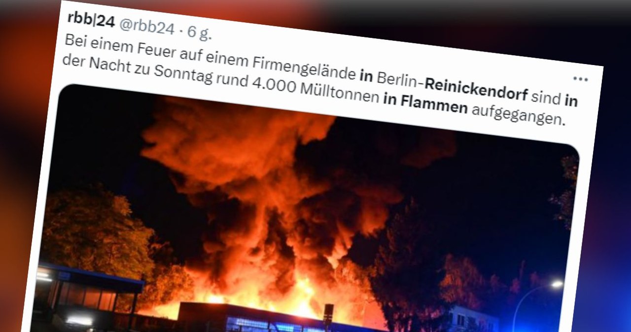 Podpalacz sprawcą pożaru w Berlinie. Toksyczny dym nad miastem