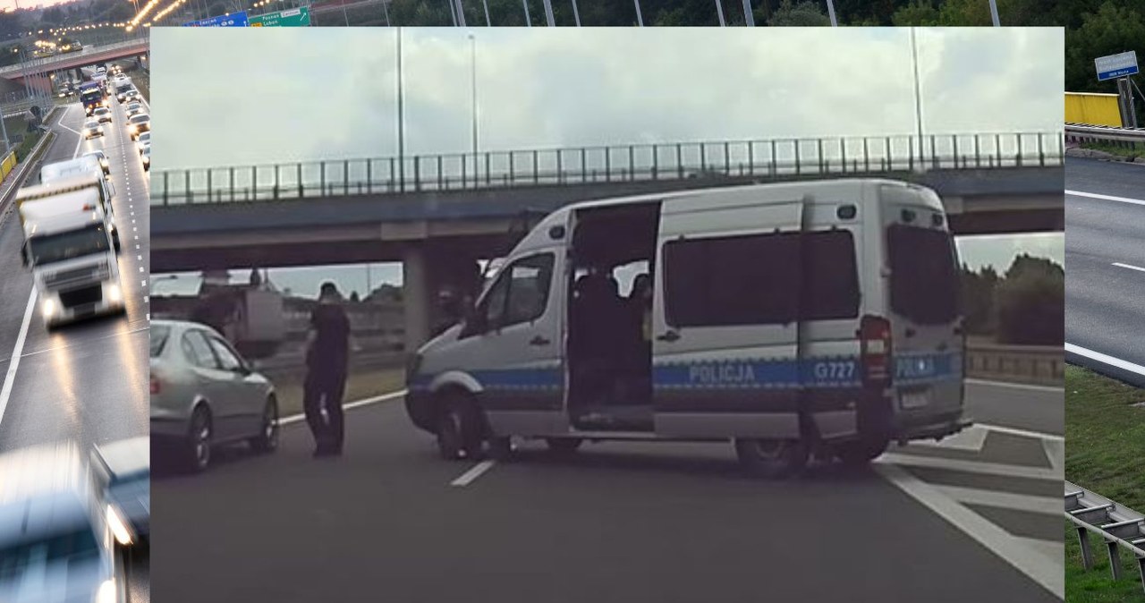 Policyjny bus w poprzek A4. Komenda tłumaczy [FILM]