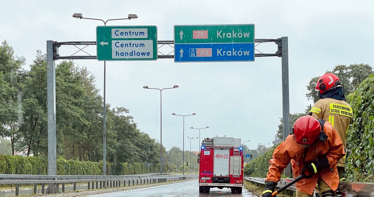 Skutki ulew: Drzewo spadło na auto, ewakuowano obóz