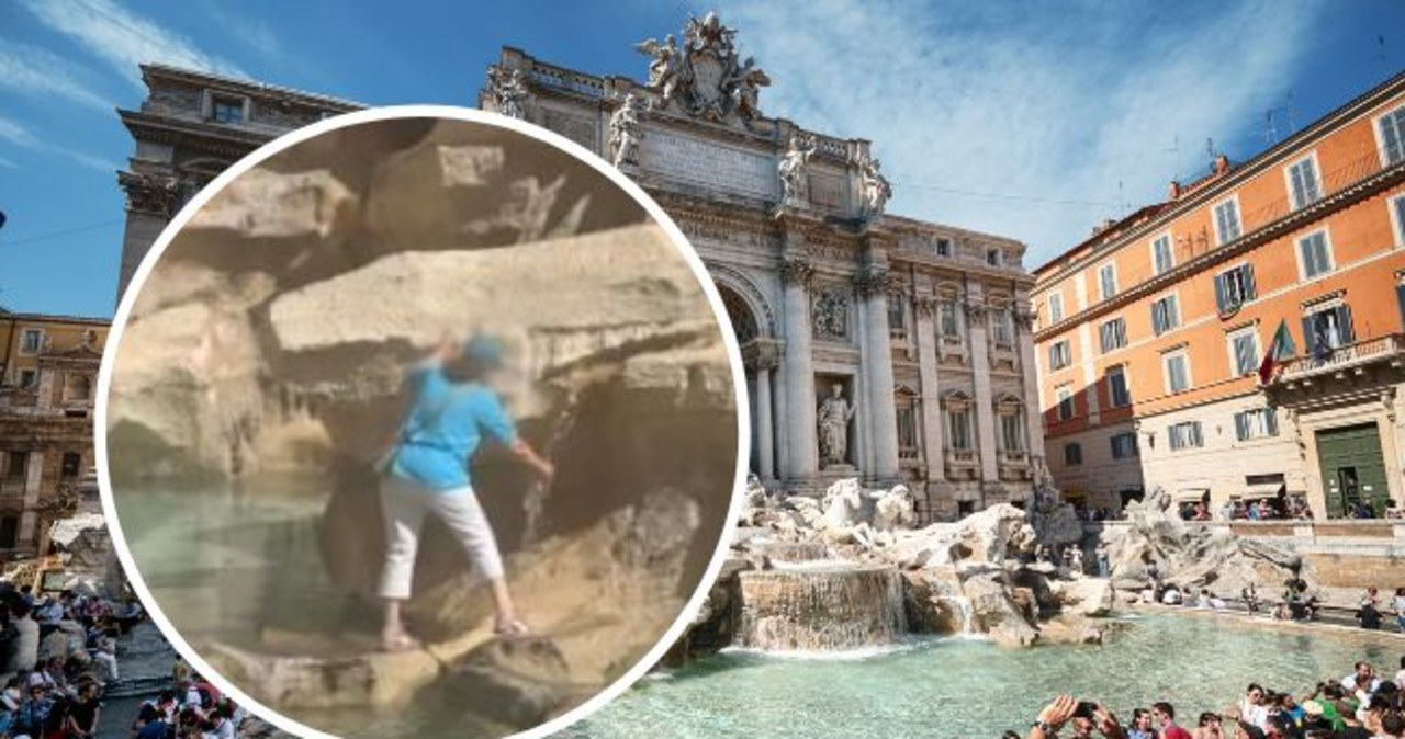 Weszła na fontannę di Trevi, żeby napełnić butelkę wodą. Szokujące nagranie