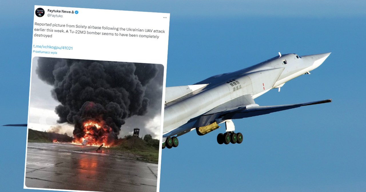 Udany atak ukraińskiego drona. Zniszczony rosyjski bombowiec