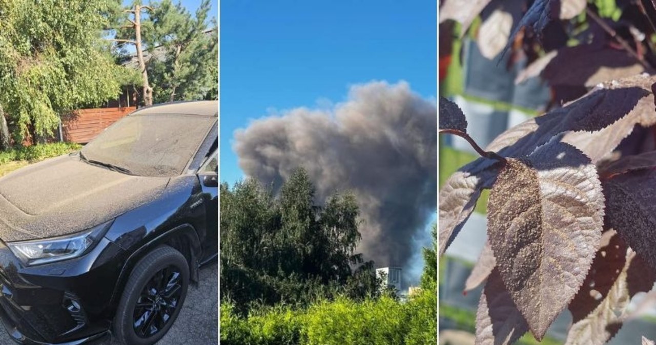 Potężna chmura nad Radlinem. Pył pokrył okna, ławki i samochody