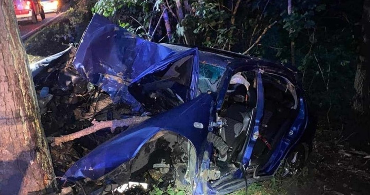 16-latek zginął w nocnym wypadku. Auto uderzyło w drzewo