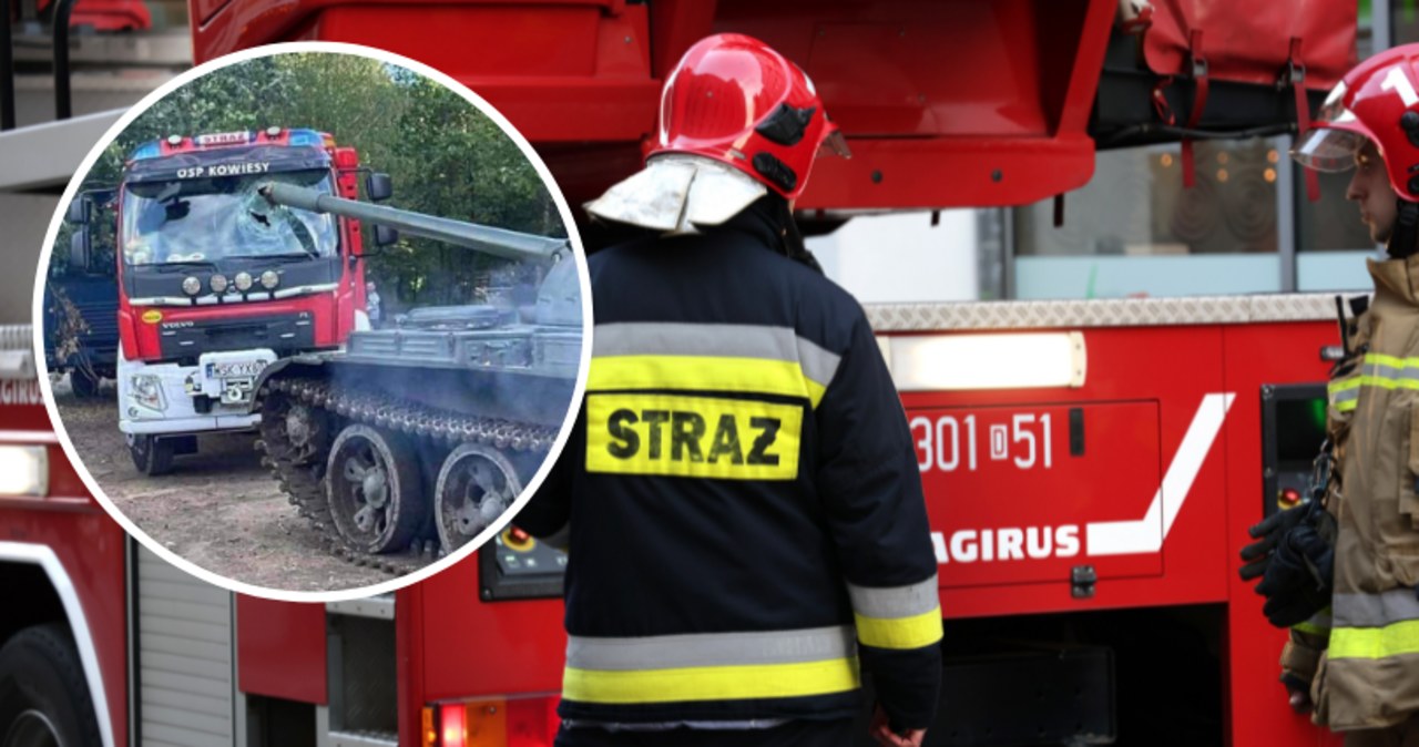 Zderzenie czołgu z wozem strażackim