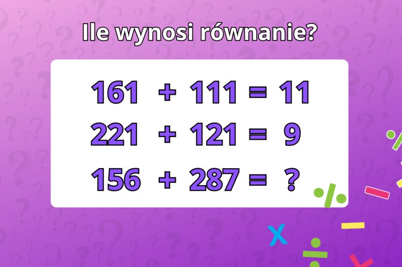 Zagadka matematyczna dla dzieci, której nie rozumieją dorośli. Najmłodsi rozwiązują to zadanie w 10 sekund