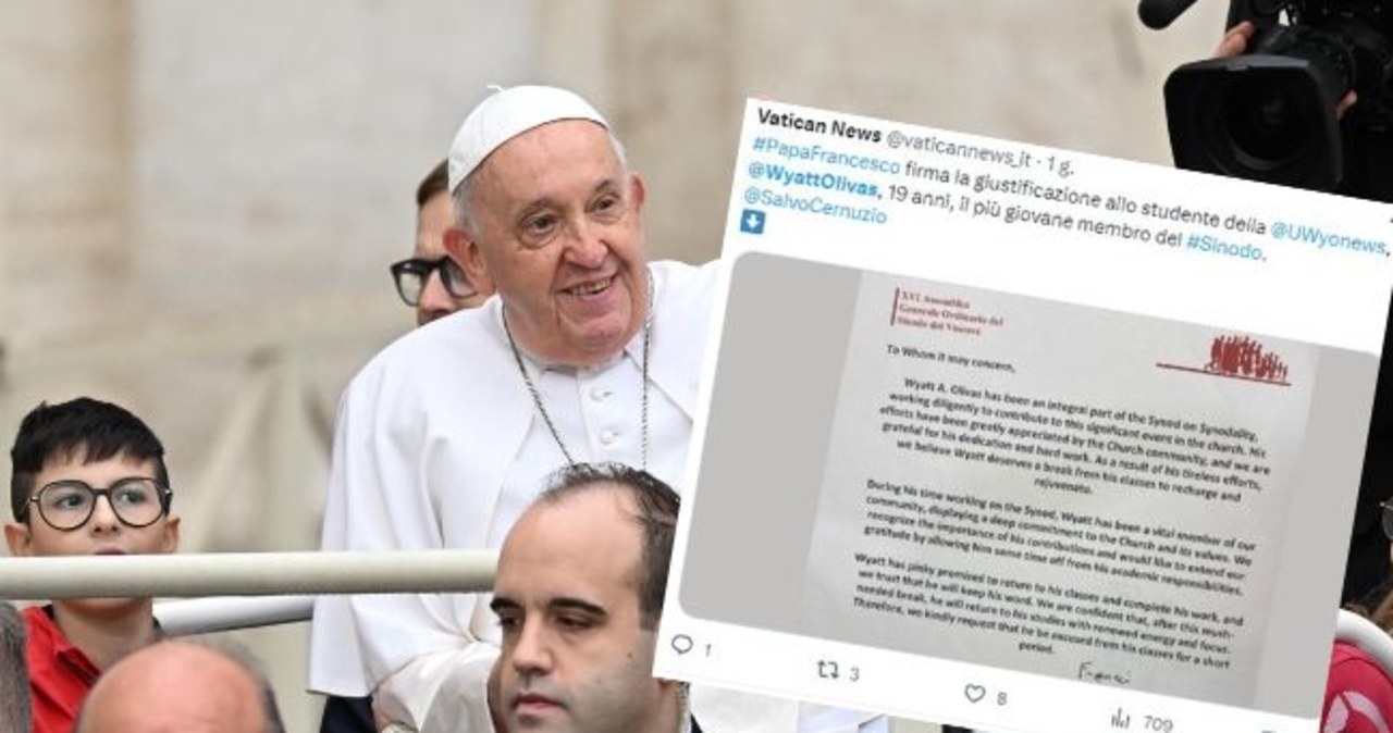 ​Nie poszedł na zajęcia, usprawiedliwienie podpisał mu papież Franciszek
