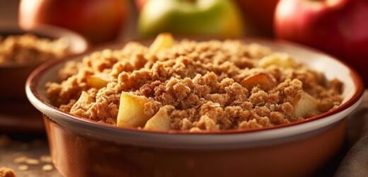 Chrupiąca skorupka, delikatne wnętrze. Pieczone jabłka pod owsianą kruszonką