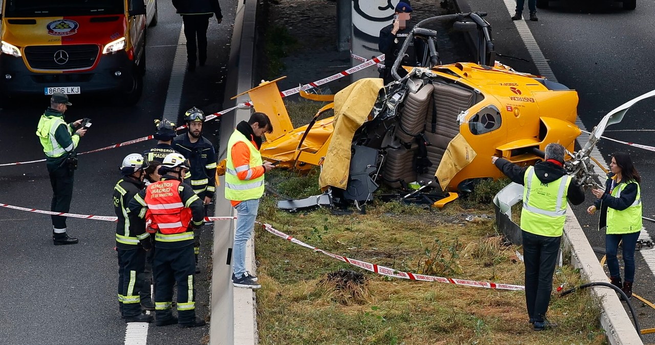Helikopter rozbił się na autostradzie w Madrycie. Trzy osoby ranne