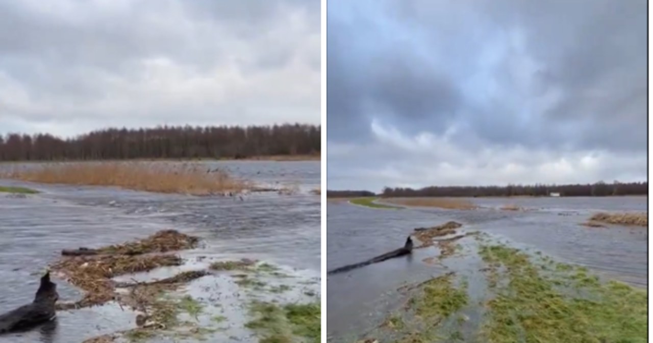 Rzeka Łeba przerwała wał przeciwpowodziowy