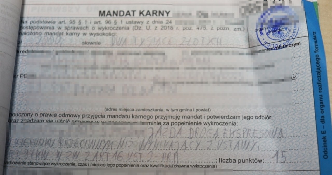 Pomylił zjazdy i jechał ekspresówką pod prąd. Dostał 2 tys. zł mandatu
