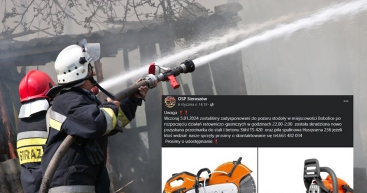 Okradli strażaków w czasie akcji gaśniczej. OSP Sieroszów apeluje o pomoc