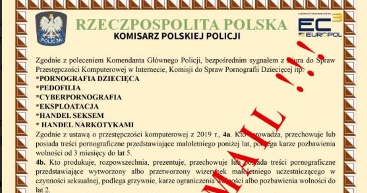 Policjanci ostrzegają przed fałszywymi mailami