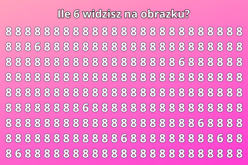 Ile szóstek widzisz na obrazku? Tylko osoby o sokolim wzroku znajdą odpowiedź