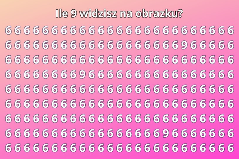 Test na spostrzegawczość: Masz bystry wzrok? Znajdź wszystkie 9 w 10 sekund