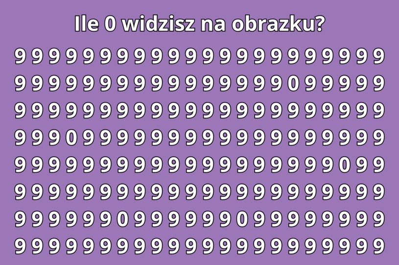 Test na spostrzegawczość: Ile 0 widzisz na obrazku? Tylko osoby o sokolim wzroku dostrzegą je wszystkie