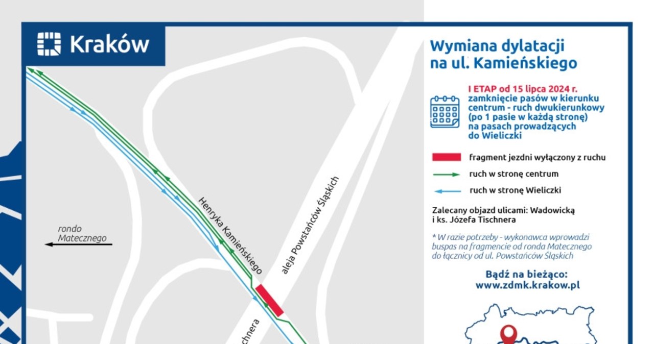 Kraków: Ruszył remont jezdni na wiadukcie przy ul. Kamieńskiego