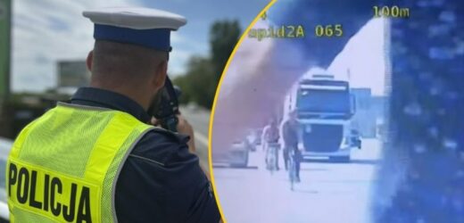 Rowerami po A4. Para postanowiła pojeździć między tirami