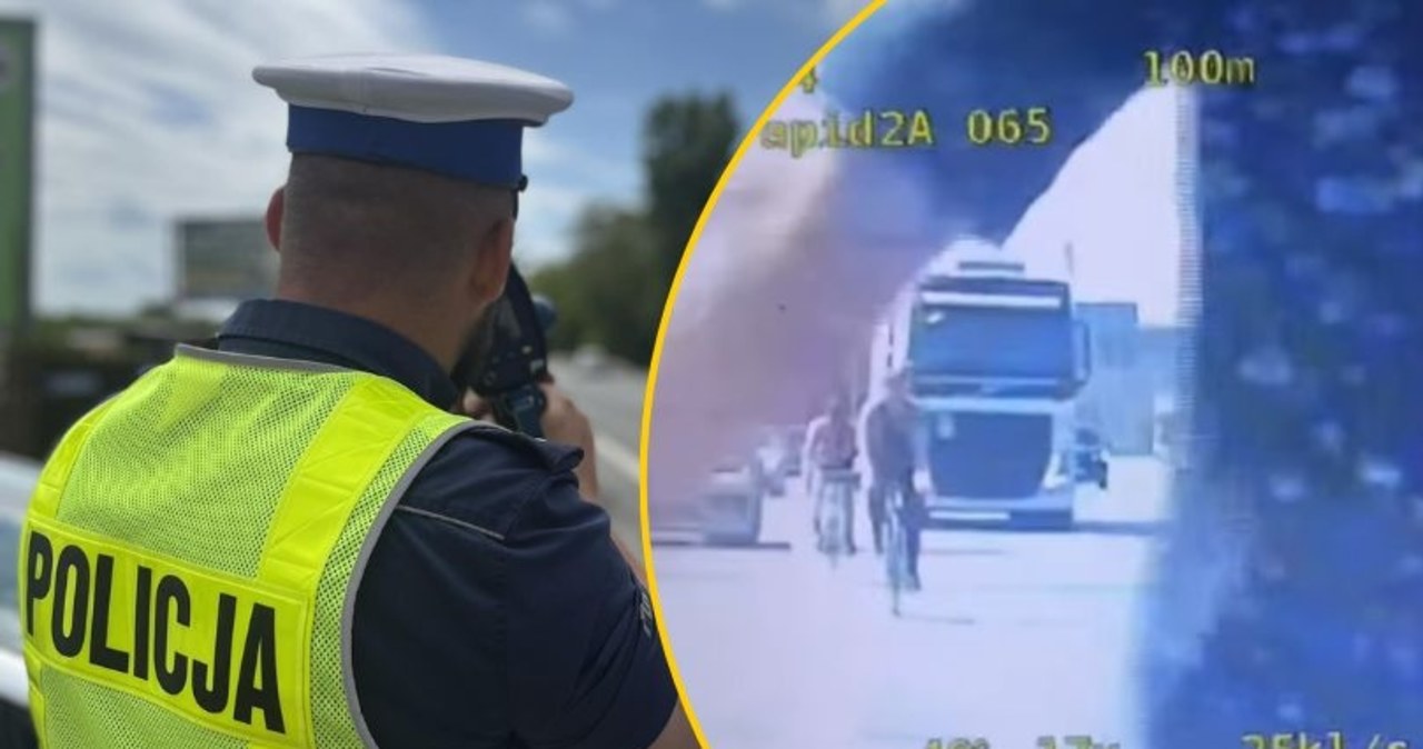 Rowerami po A4. Para postanowiła pojeździć między tirami