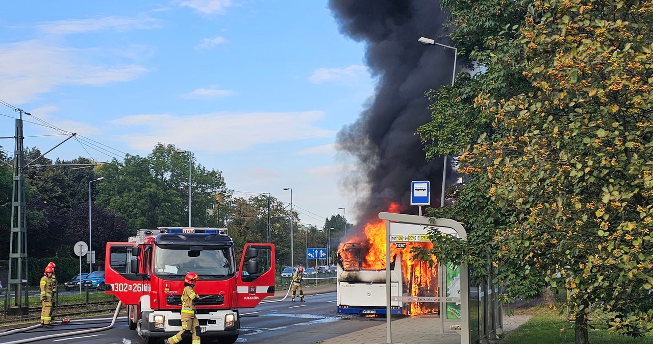 Kraków: Zapalił się autobus komunikacji miejskiej