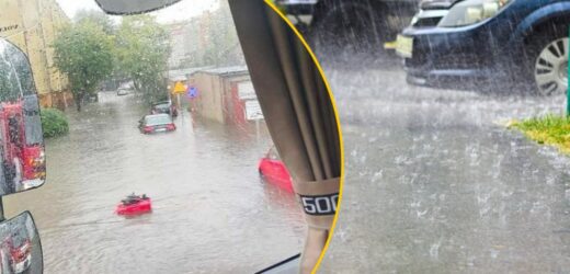 Ostrów Wielkopolski pod wodą. Zalane ulice i samochody
