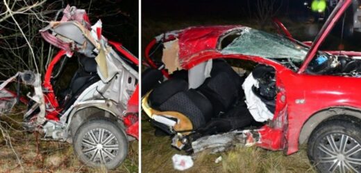 Auto rozerwane na pół. Zginął mężczyzna