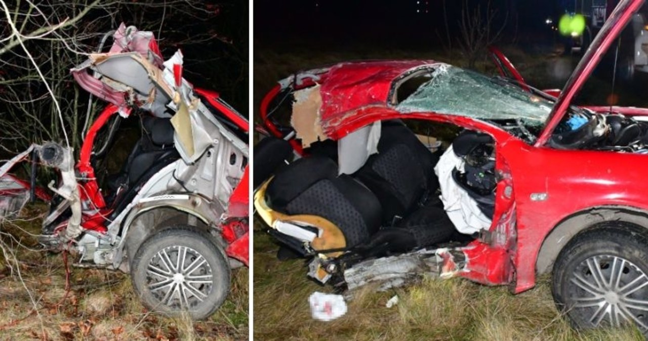 Auto rozerwane na pół. Zginął mężczyzna