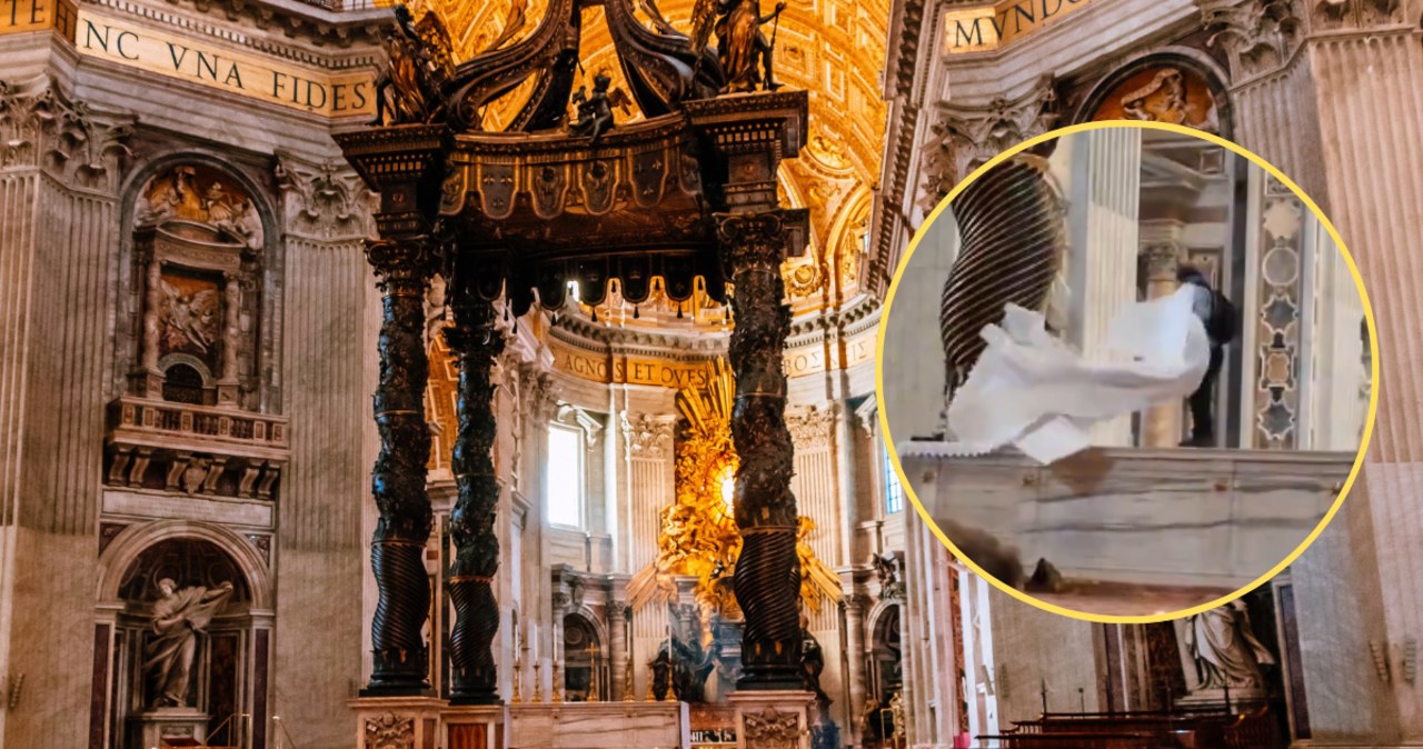 Szokujące sceny w bazylice świętego Piotra. Mężczyzna wskoczył na ołtarz [NAGRANIE]