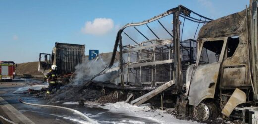 Gigantyczny korek na A4. Pod Wrocławiem ciężarówki stanęły w płomieniach